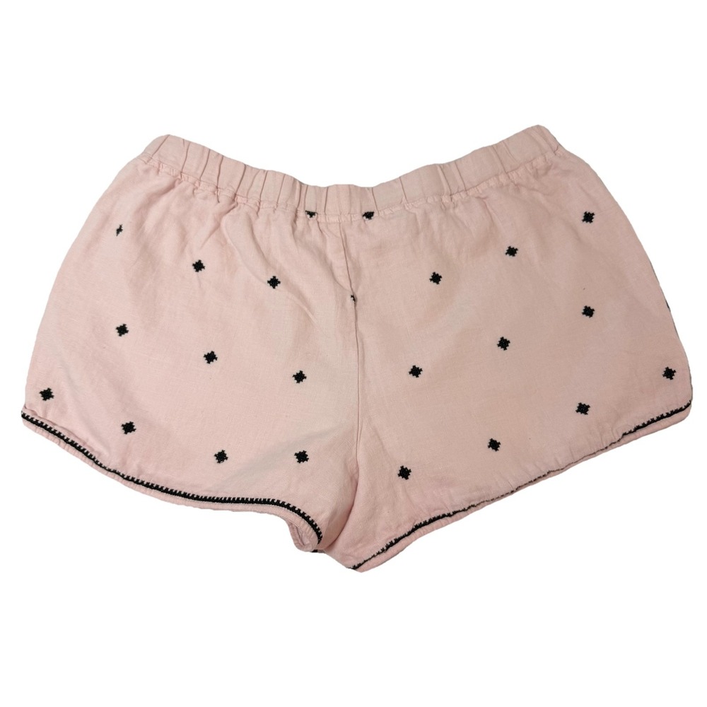 Madewell Pink Linen Pull On Shorts Embroidered Detail Lined Sz XL - Picture 2 of 7